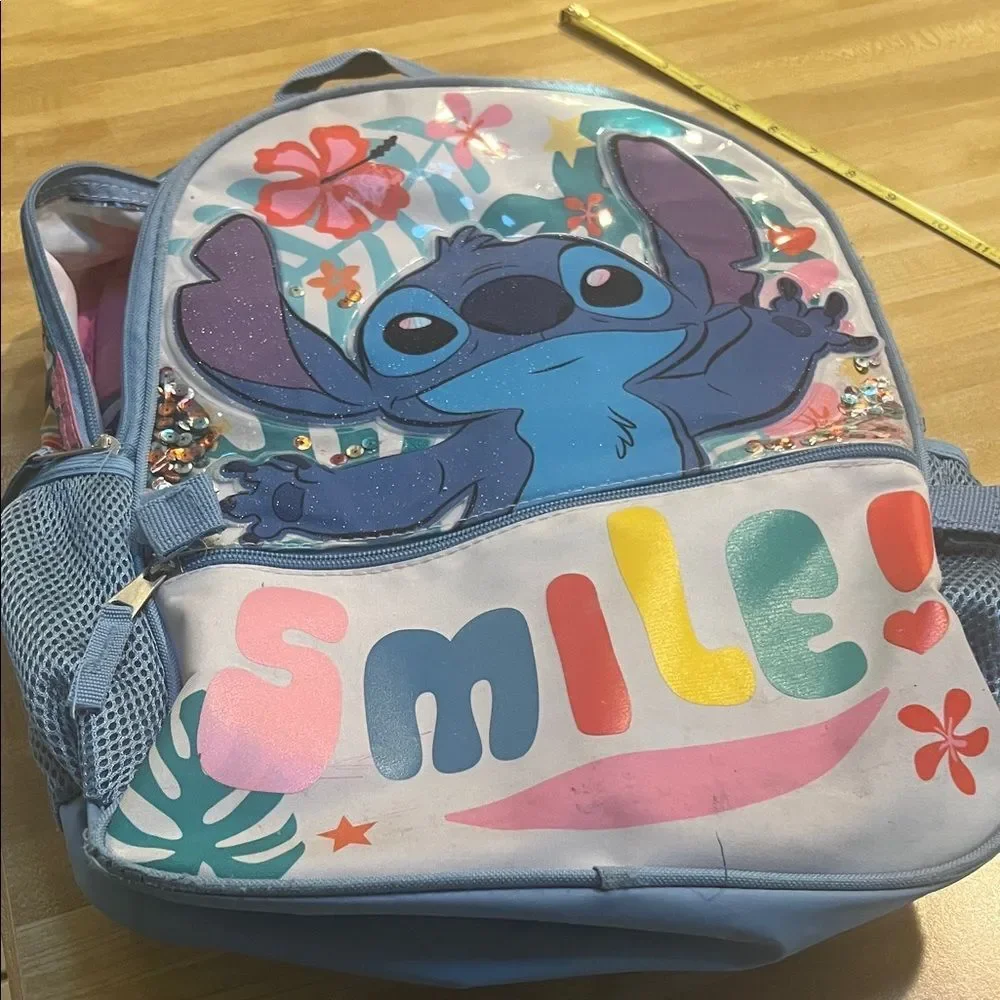 #1255** Disney Lilo / Stitch Blue & Multicolor Character Backpack